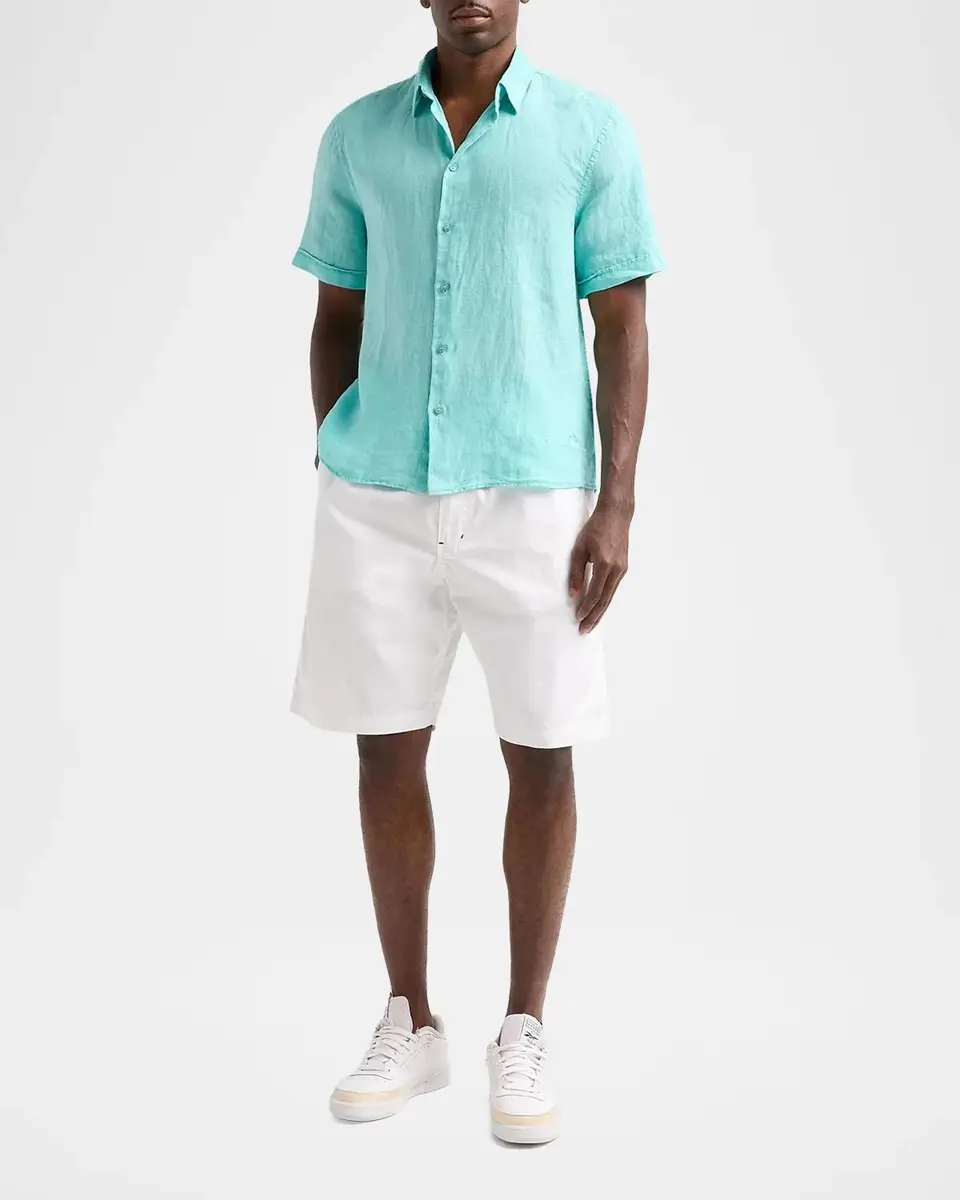 Vilebrequin Men's Mineral-Dye Linen Short-Sleeve Shirt | Thumbnail 2 Vilebrequin Men's Mineral-Dye Linen Short-Sleeve Shirt | Thumbnail 2