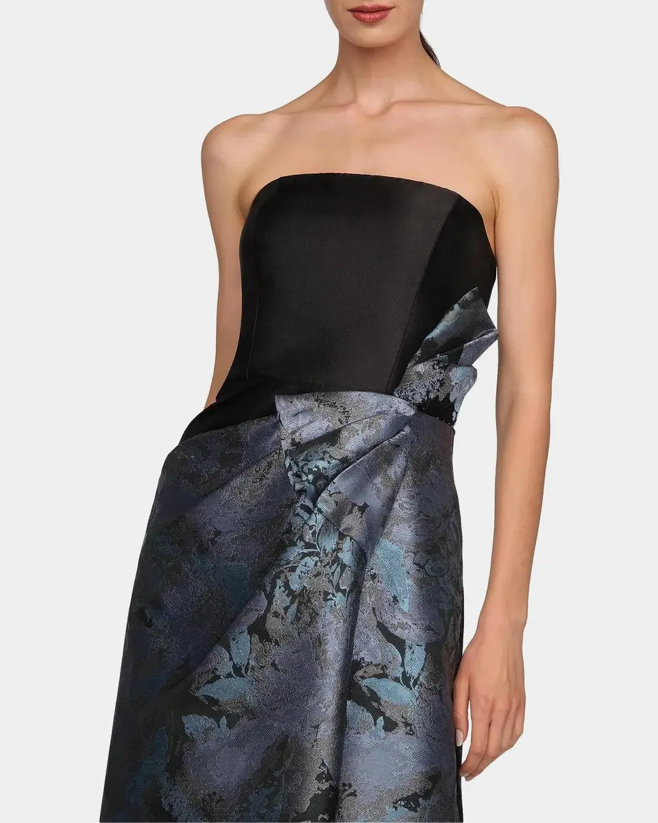 Kay Unger New York Eva Dauphine Jacquard Asymmetric Gown | Thumbnail 5