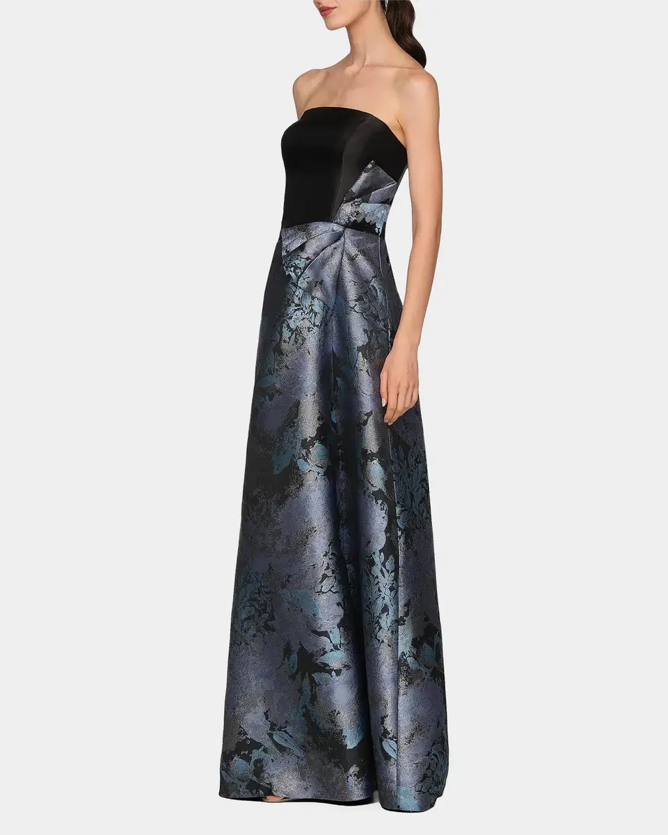 Kay Unger New York Eva Dauphine Jacquard Asymmetric Gown | Thumbnail 6