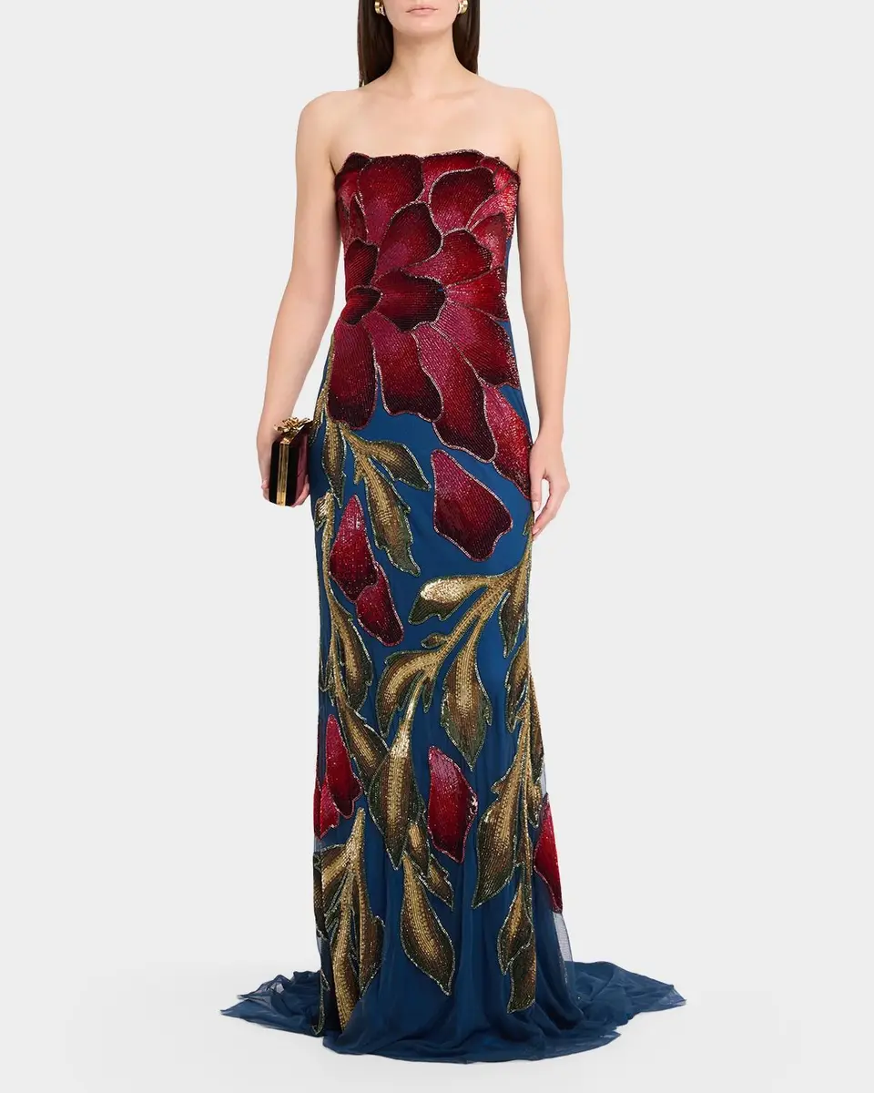 THEIA Marie Strapless Beaded Floral Gown | Thumbnail 2 THEIA Marie Strapless Beaded Floral Gown | Thumbnail 2