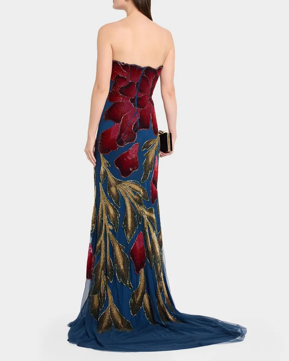 THEIA Marie Strapless Beaded Floral Gown | Thumbnail 3 THEIA Marie Strapless Beaded Floral Gown | Thumbnail 3