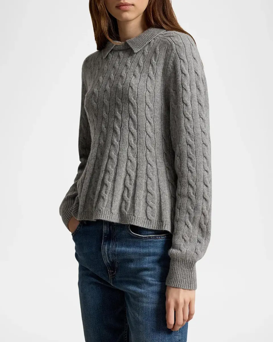 Polo Ralph Lauren Cable Wool-Cashmere Peplum Sweater | Thumbnail 4 Polo Ralph Lauren Cable Wool-Cashmere Peplum Sweater | Thumbnail 4