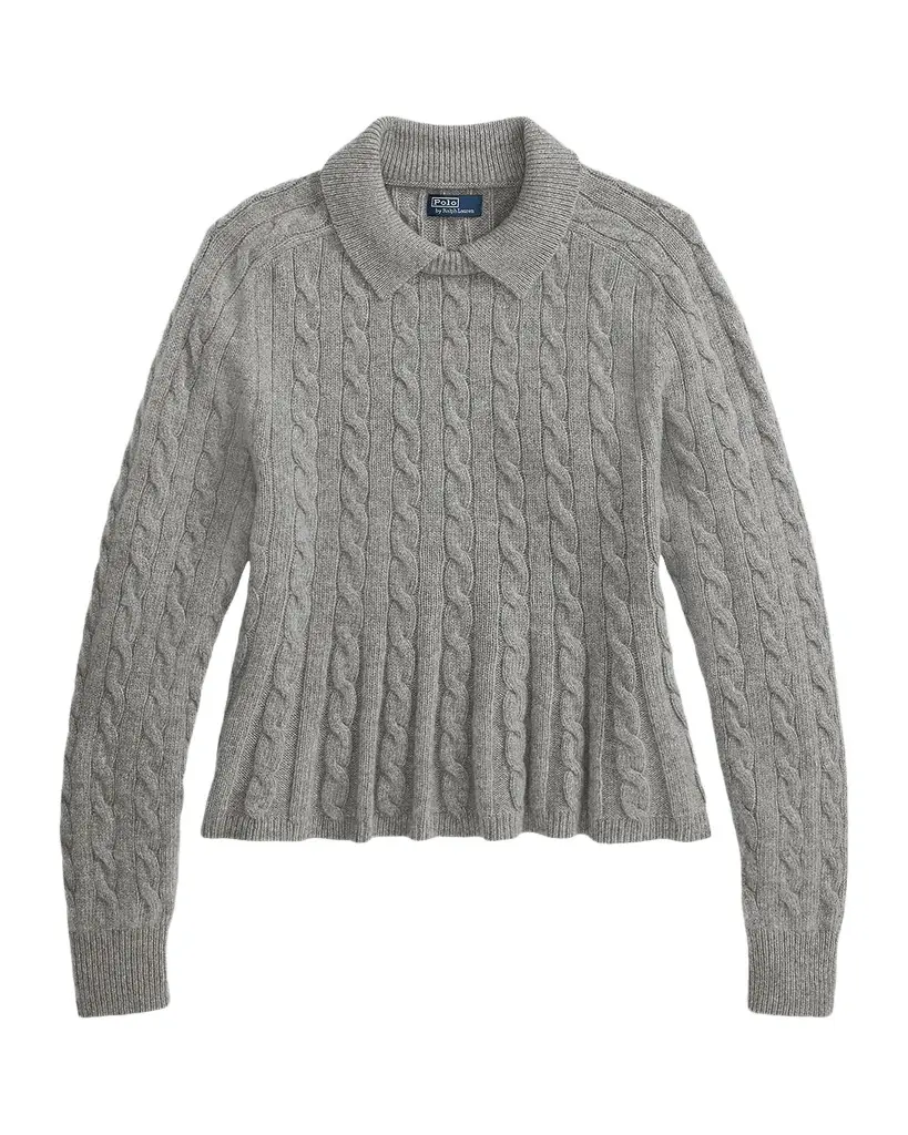 Cable Wool-Cashmere Peplum Sweater