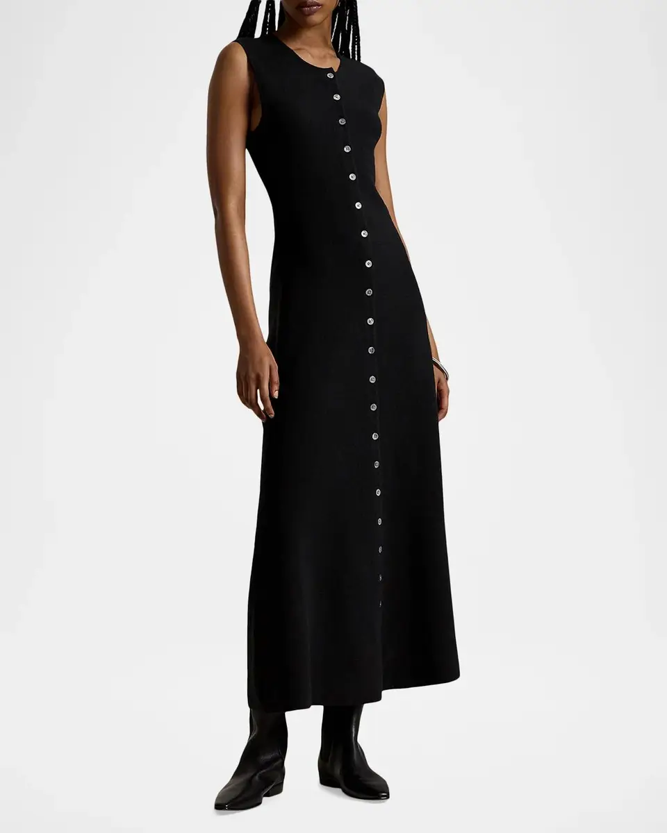 Polo Ralph Lauren Wool-Blend Buttoned Midi Dress | Thumbnail 4