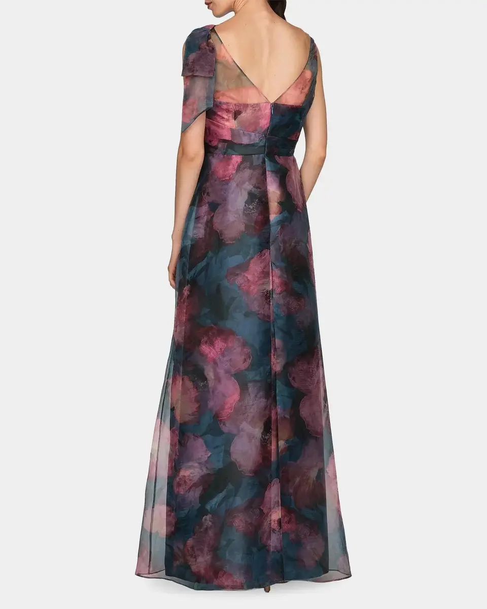 Kay Unger New York Jocelyn Poppy Print Chiffon A-Line Gown | Thumbnail 3 Kay Unger New York Jocelyn Poppy Print Chiffon A-Line Gown | Thumbnail 3