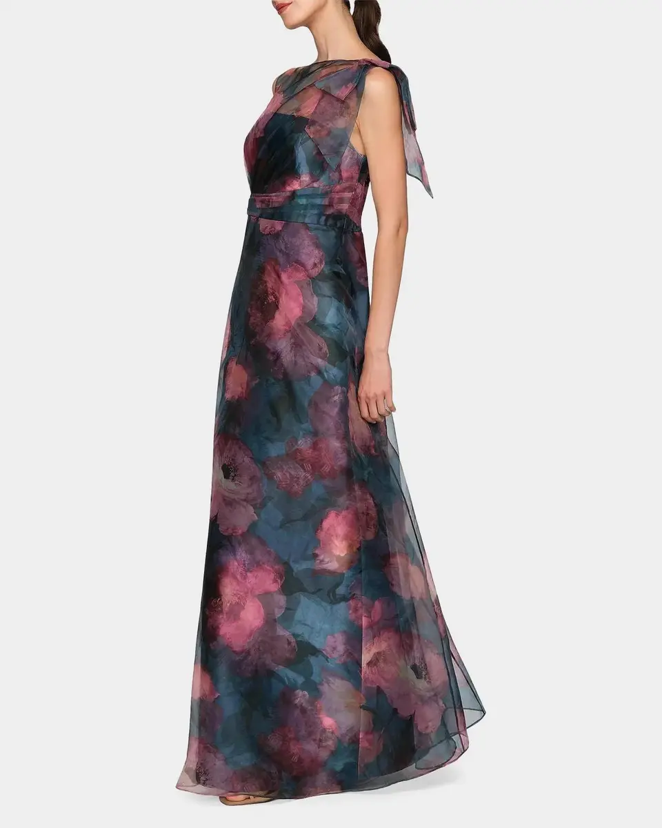 Kay Unger New York Jocelyn Poppy Print Chiffon A-Line Gown | Thumbnail 7 Kay Unger New York Jocelyn Poppy Print Chiffon A-Line Gown | Thumbnail 7