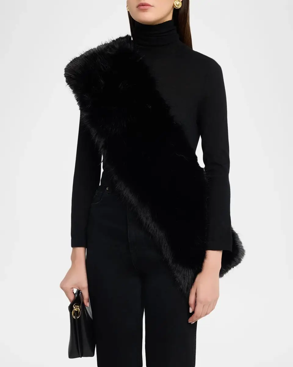 THEIA Kay Faux Fox Fur Asymmetric Shrug | Thumbnail 4 THEIA Kay Faux Fox Fur Asymmetric Shrug | Thumbnail 4