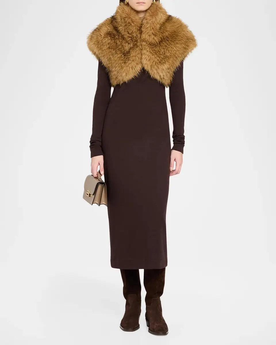 THEIA Misha Turtleneck Faux Fox Fur Bolero | Thumbnail 2