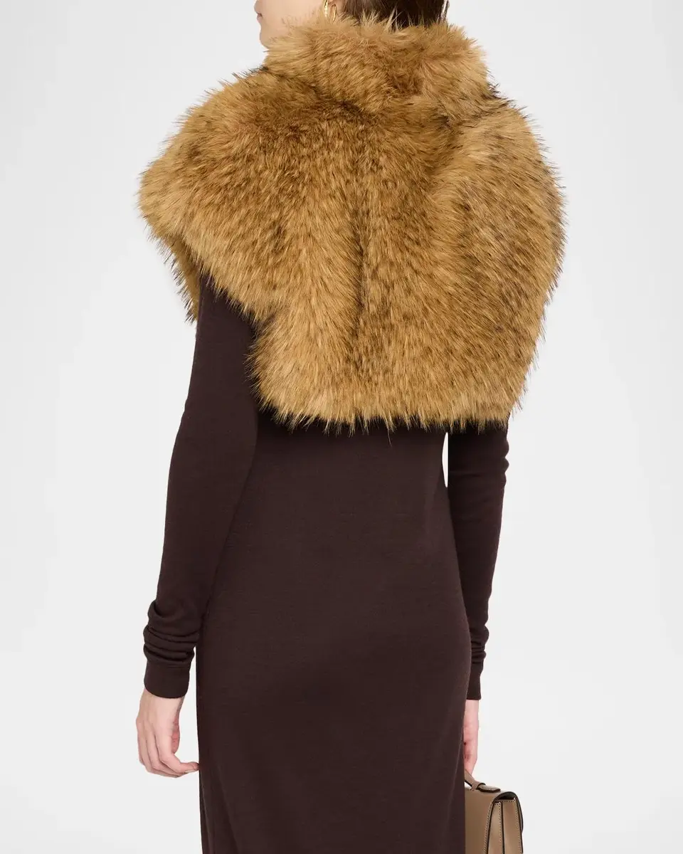 THEIA Misha Turtleneck Faux Fox Fur Bolero | Thumbnail 3