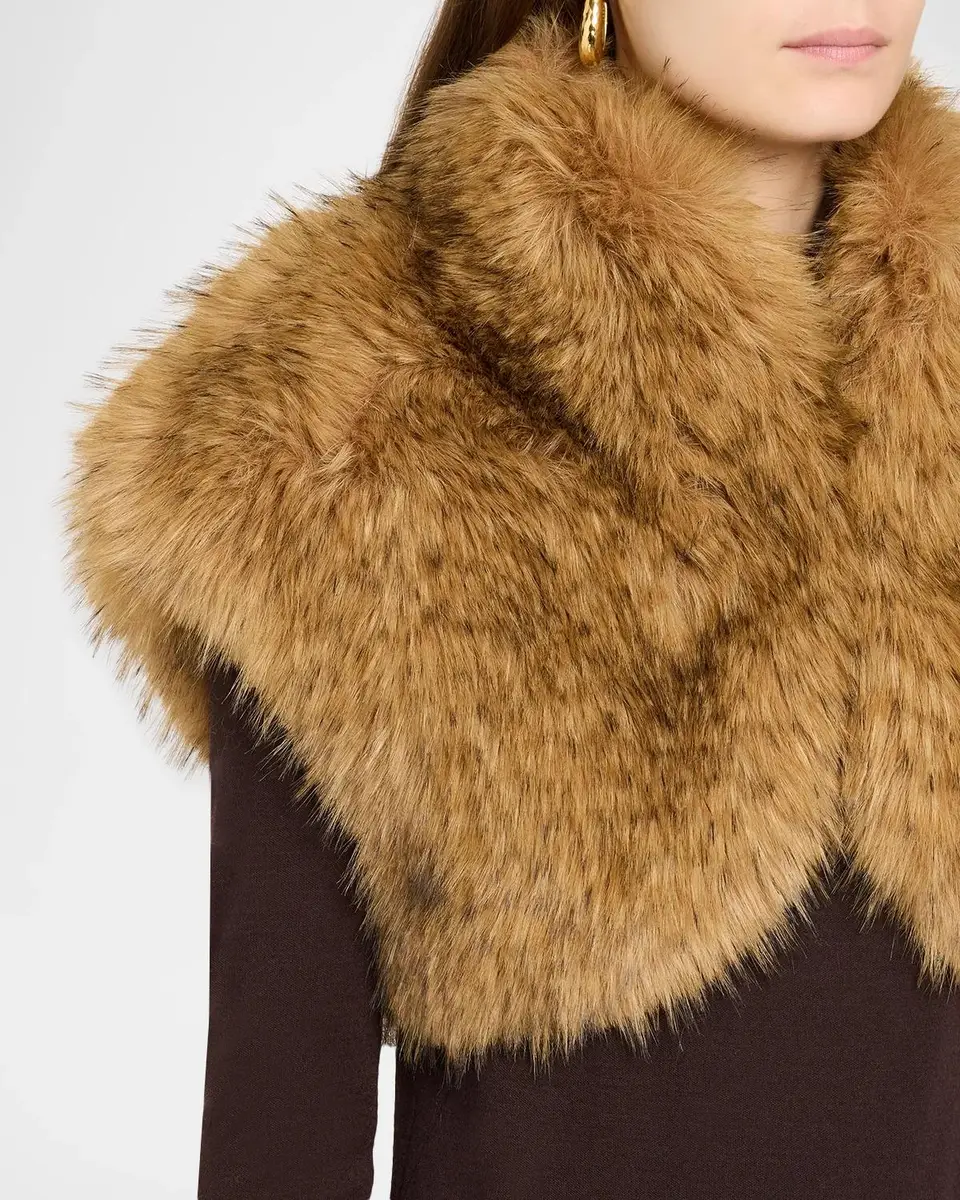THEIA Misha Turtleneck Faux Fox Fur Bolero | Thumbnail 5