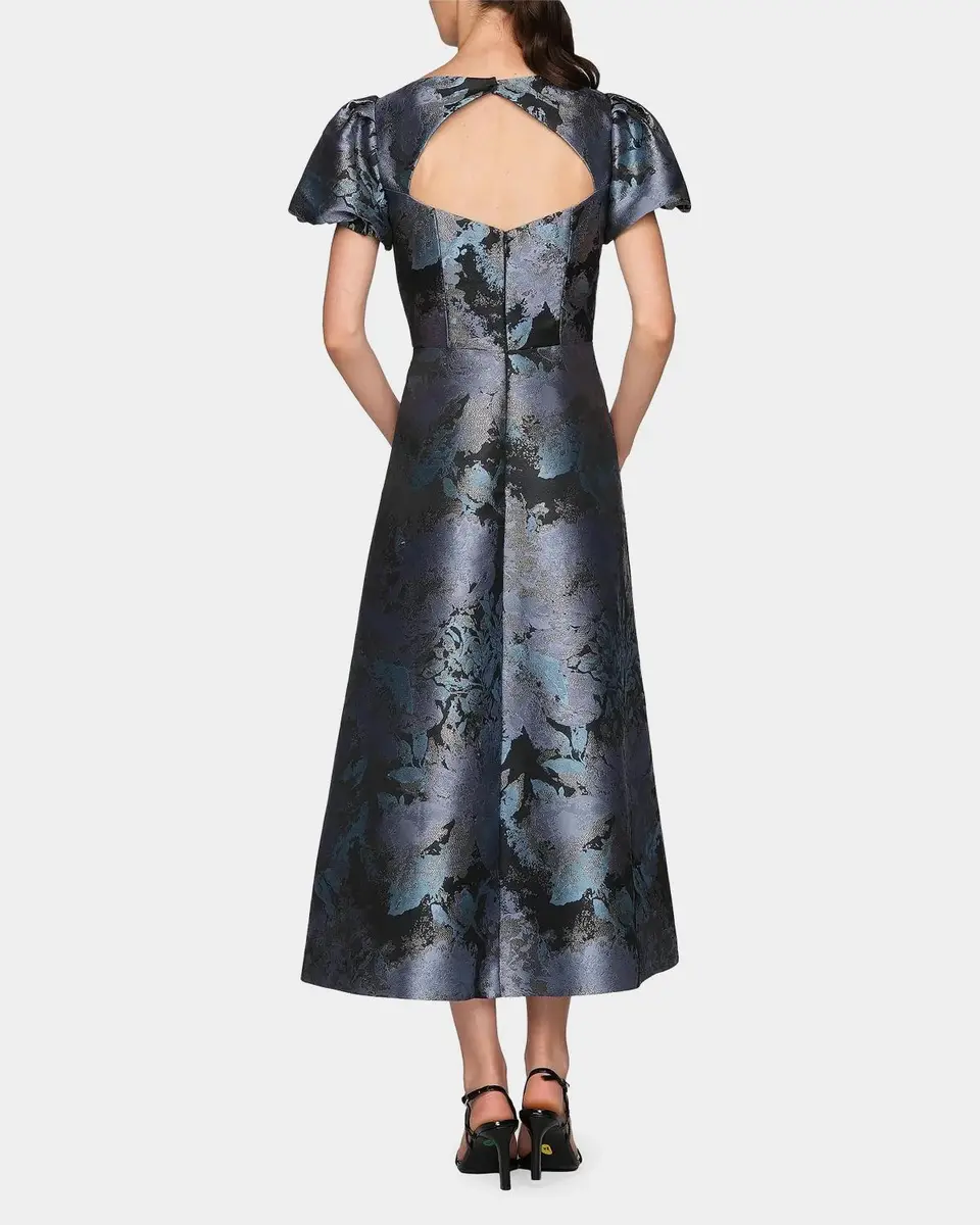 Kay Unger New York Jennifer Jacqaurd Tea-Length Cocktail Dress | Thumbnail 3 Kay Unger New York Jennifer Jacqaurd Tea-Length Cocktail Dress | Thumbnail 3