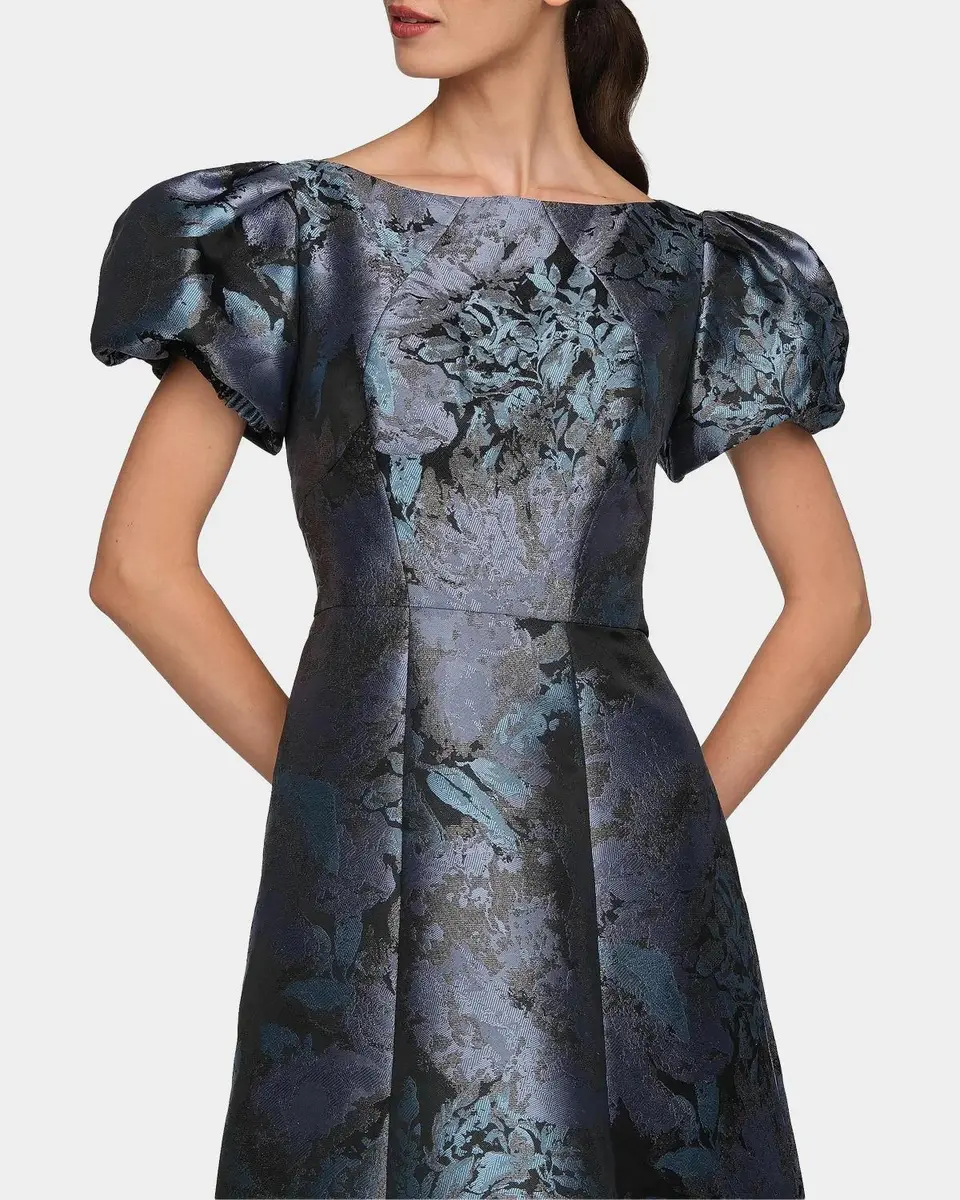Kay Unger New York Jennifer Jacqaurd Tea-Length Cocktail Dress | Thumbnail 5 Kay Unger New York Jennifer Jacqaurd Tea-Length Cocktail Dress | Thumbnail 5