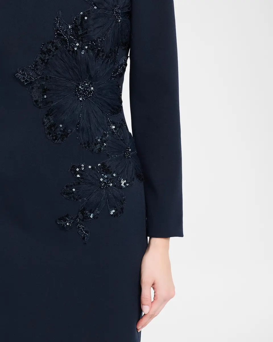 Rickie Freeman for Teri Jon Sequin Floral Applique Crepe Dress | Thumbnail 5 Rickie Freeman for Teri Jon Sequin Floral Applique Crepe Dress | Thumbnail 5