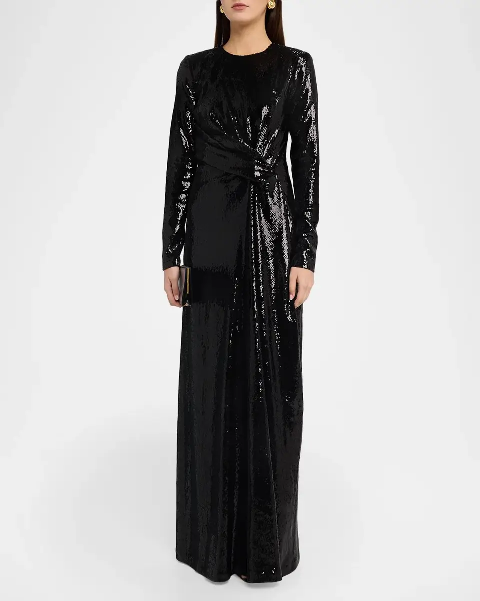 Kate Barton Kate Draped Sequin Column Gown | Thumbnail 4 Kate Barton Kate Draped Sequin Column Gown | Thumbnail 4