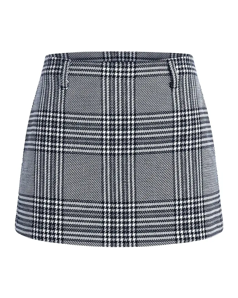 SEROYA Lilly Houndstooth Plaid Mini Skirt