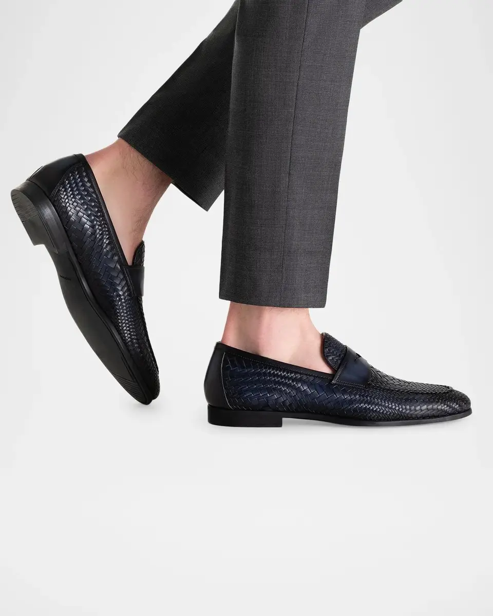 Magnanni Men's Halwell Woven Leather Penny Loafers | Thumbnail 2 Magnanni Men's Halwell Woven Leather Penny Loafers | Thumbnail 2