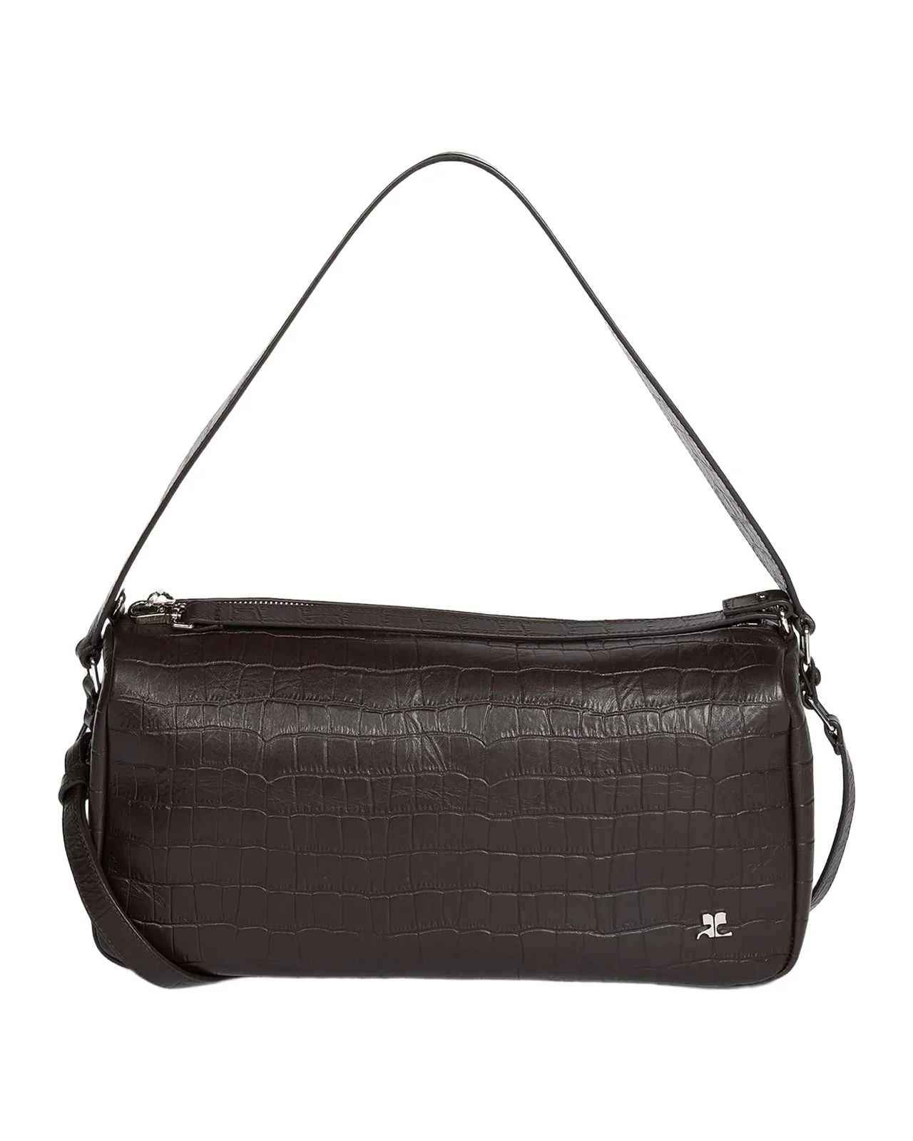 Three Sixty Croc-Embossed Leather Shoulder Bag