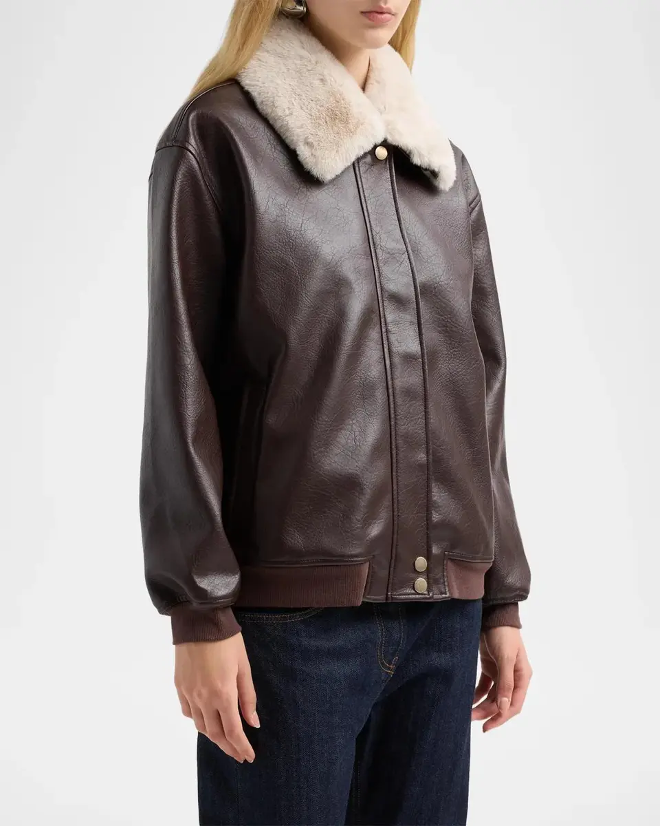 Generation Love Allison Faux-Fur Combo Faux Leather Bomber Jacket | Thumbnail 4