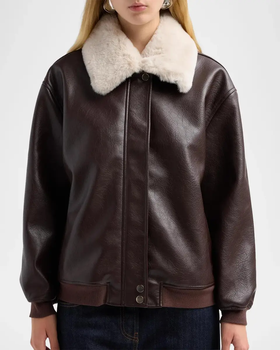 Generation Love Allison Faux-Fur Combo Faux Leather Bomber Jacket | Thumbnail 5