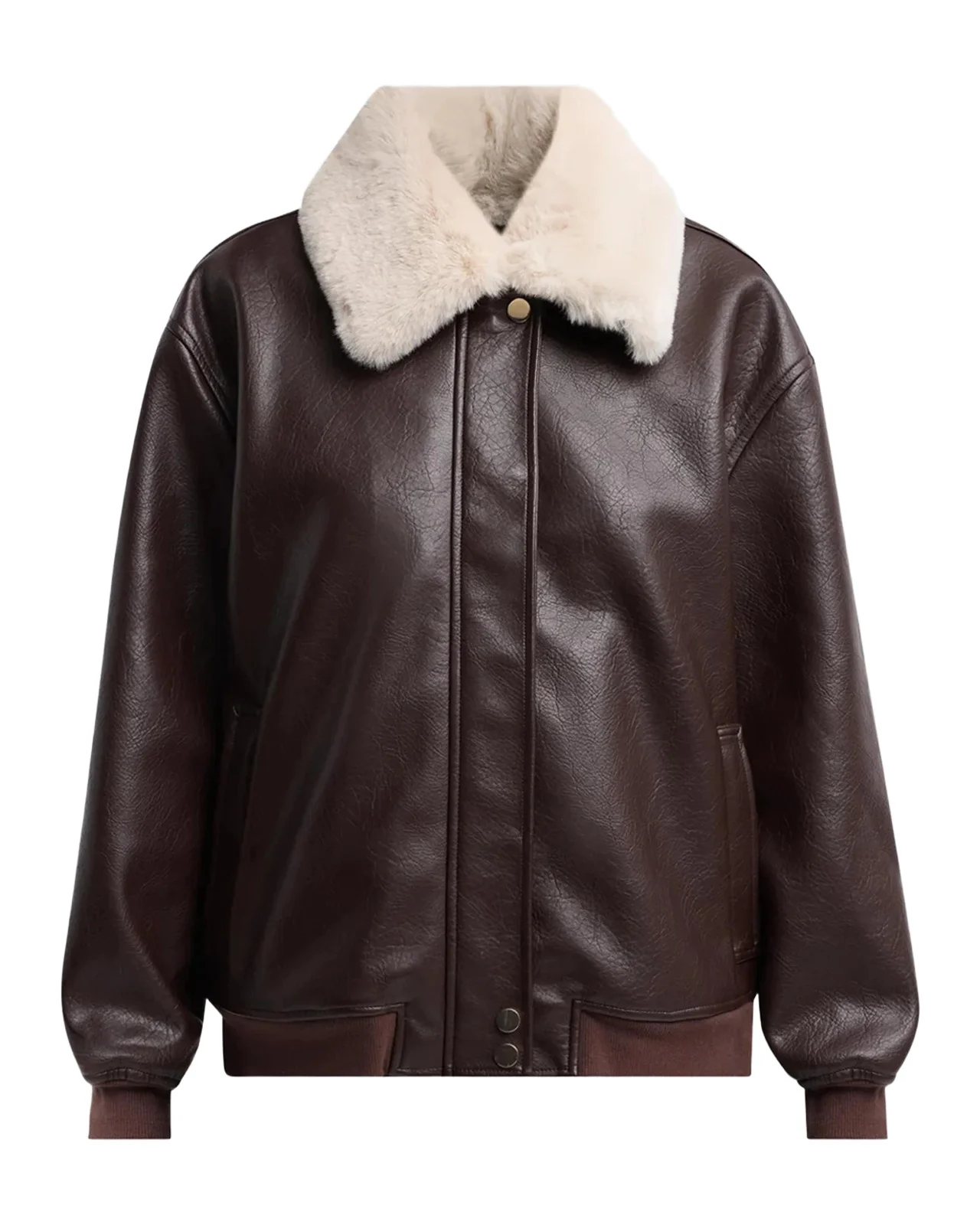 Allison Faux-Fur Combo Faux Leather Bomber Jacket Allison Faux-Fur Combo Faux Leather Bomber Jacket