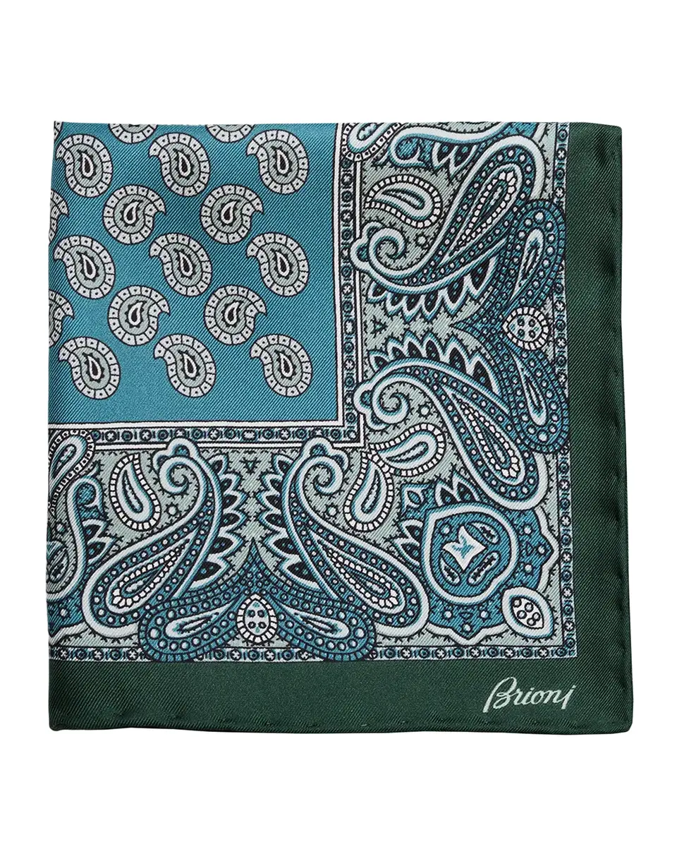 Brioni Men's Paisley Silk Pocket Square | Thumbnail 2 Brioni Men's Paisley Silk Pocket Square | Thumbnail 2