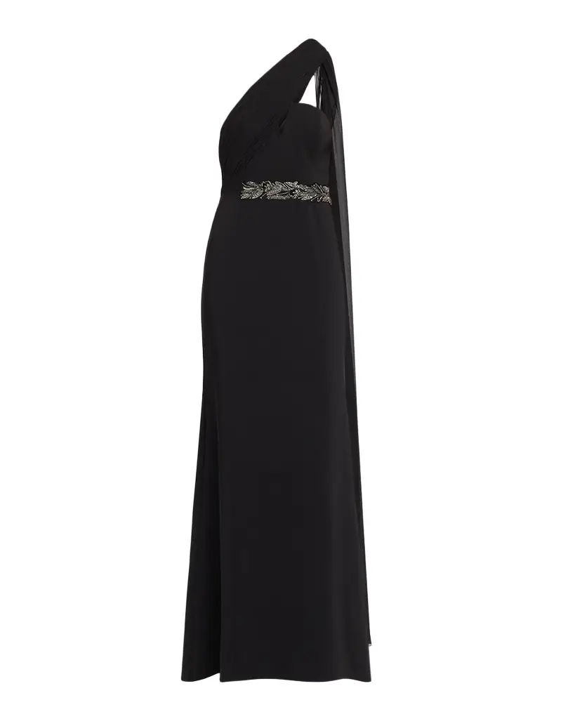 Draped One-Shoulder Stretch Crepe Gown Draped One-Shoulder Stretch Crepe Gown
