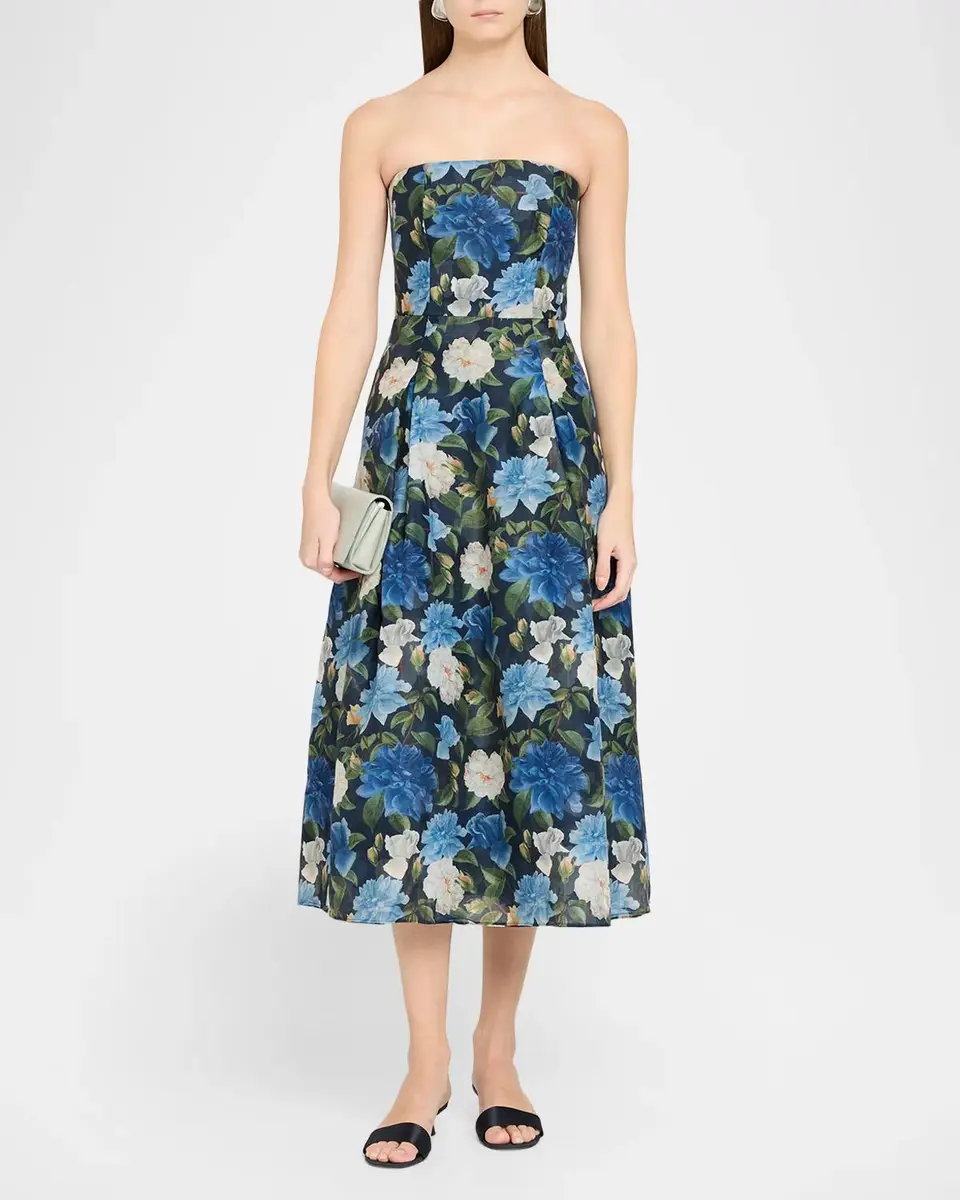 SACHIN & BABI Shay Strapless Floral Organza Midi Dress | Thumbnail 2