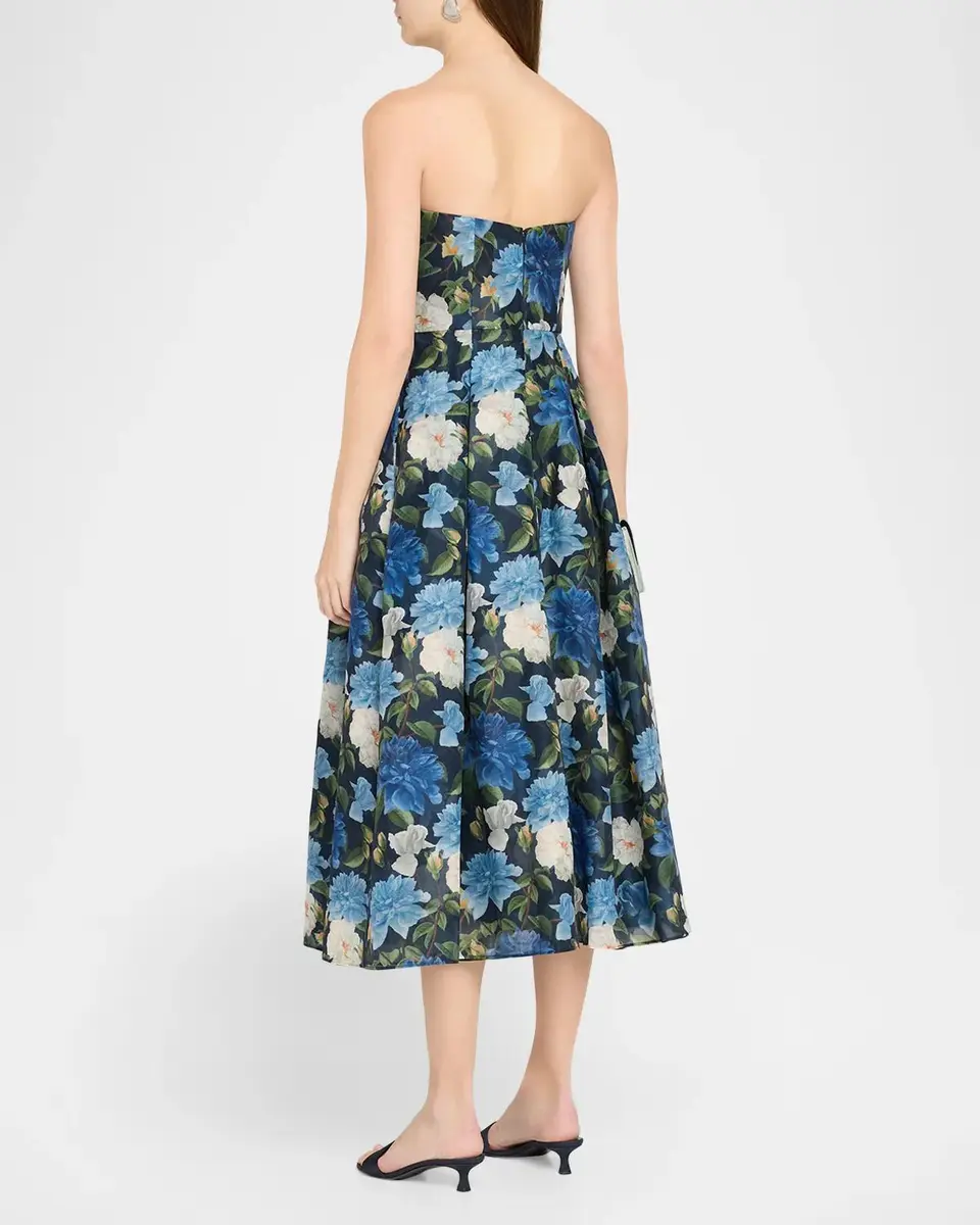 SACHIN & BABI Shay Strapless Floral Organza Midi Dress | Thumbnail 3