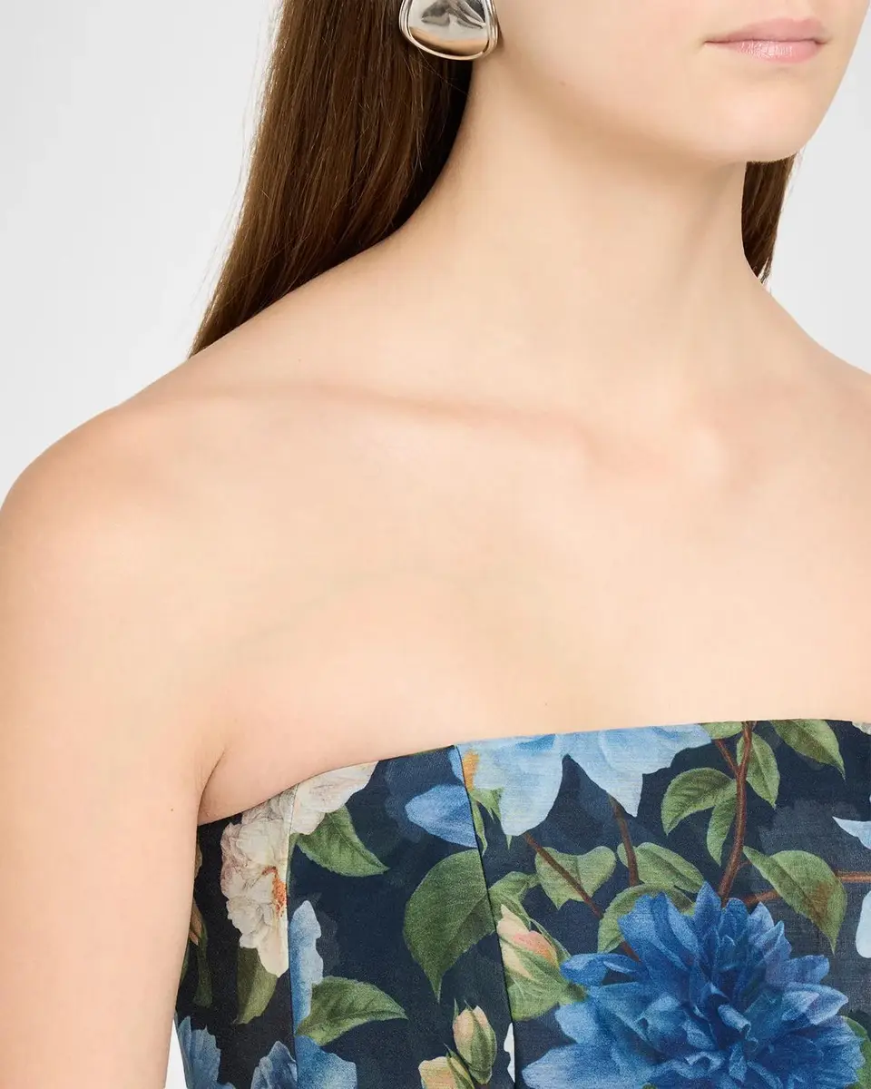 SACHIN & BABI Shay Strapless Floral Organza Midi Dress | Thumbnail 5