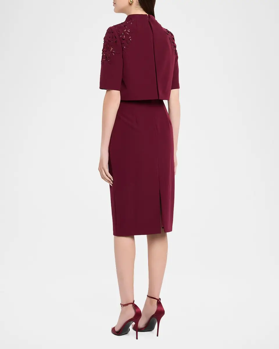 Aidan Mattox Layered Stretch Crepe Bodycon Midi Dress | Thumbnail 3