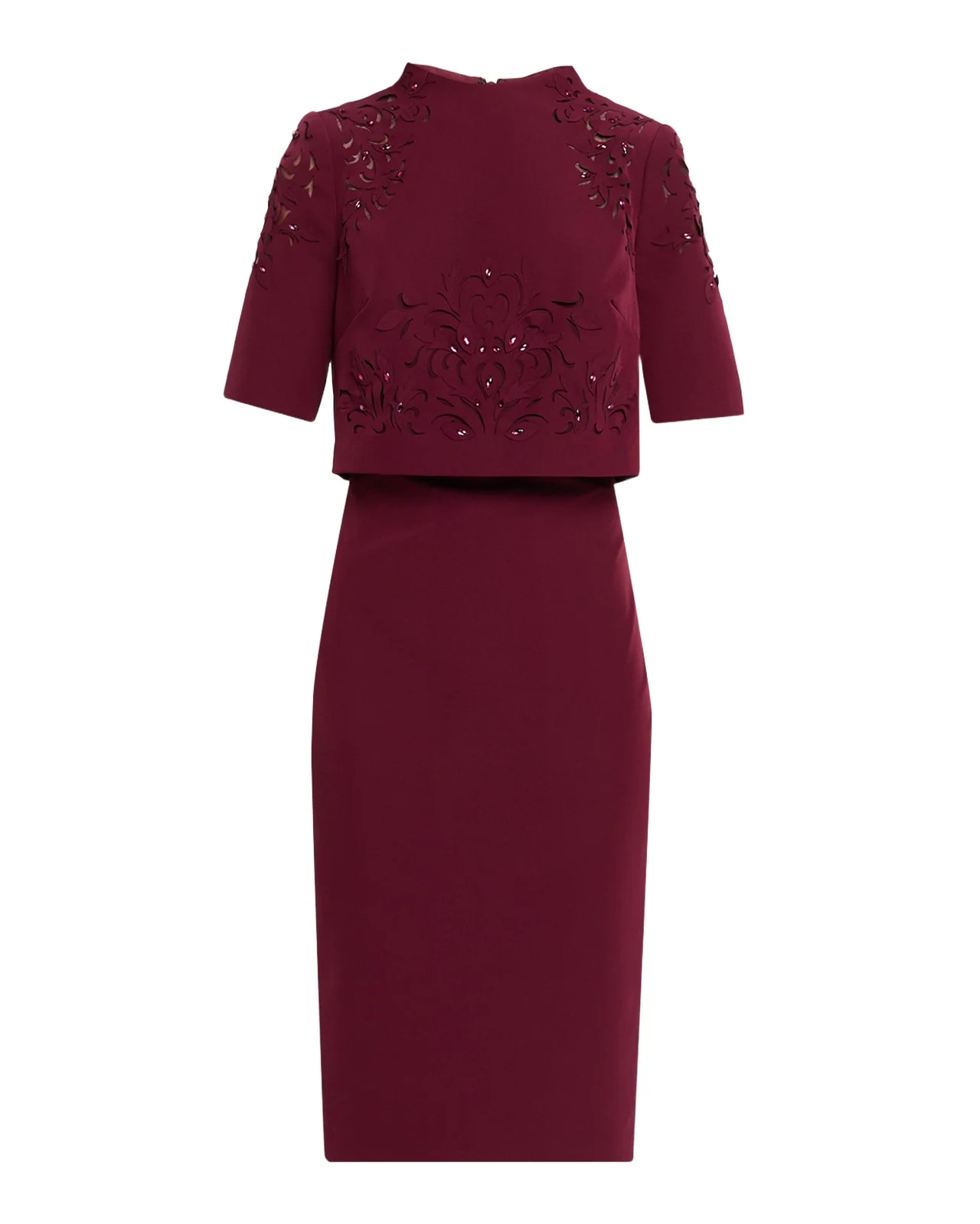 Aidan Mattox Layered Stretch Crepe Bodycon Midi Dress