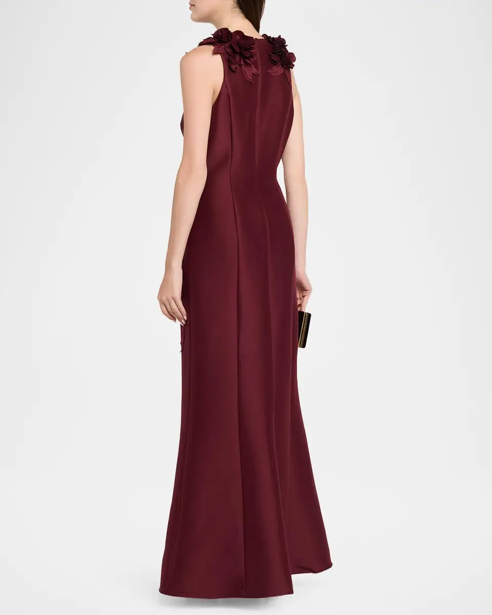Aidan Mattox Floral Applique Stretch Mikado Gown | Thumbnail 3 Aidan Mattox Floral Applique Stretch Mikado Gown | Thumbnail 3