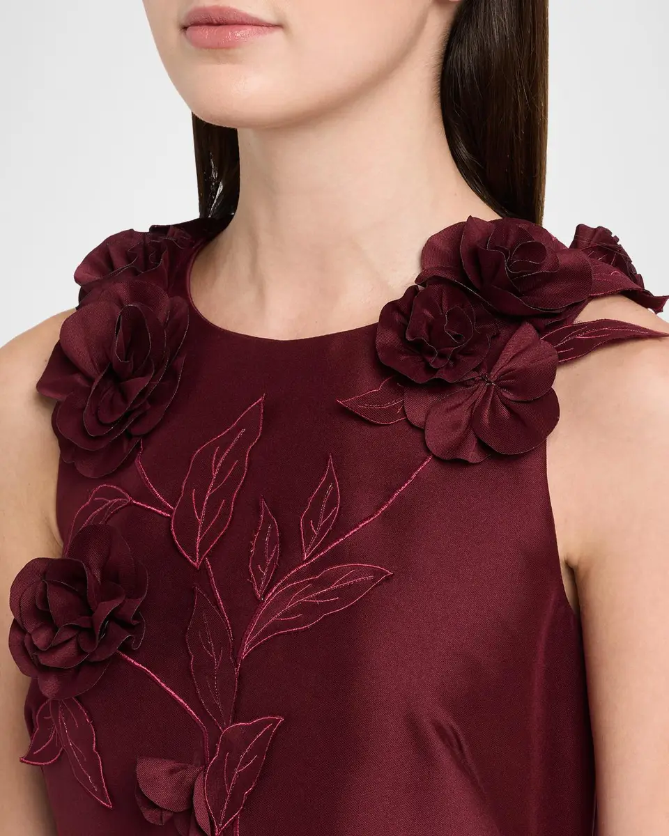 Aidan Mattox Floral Applique Stretch Mikado Gown | Thumbnail 5 Aidan Mattox Floral Applique Stretch Mikado Gown | Thumbnail 5