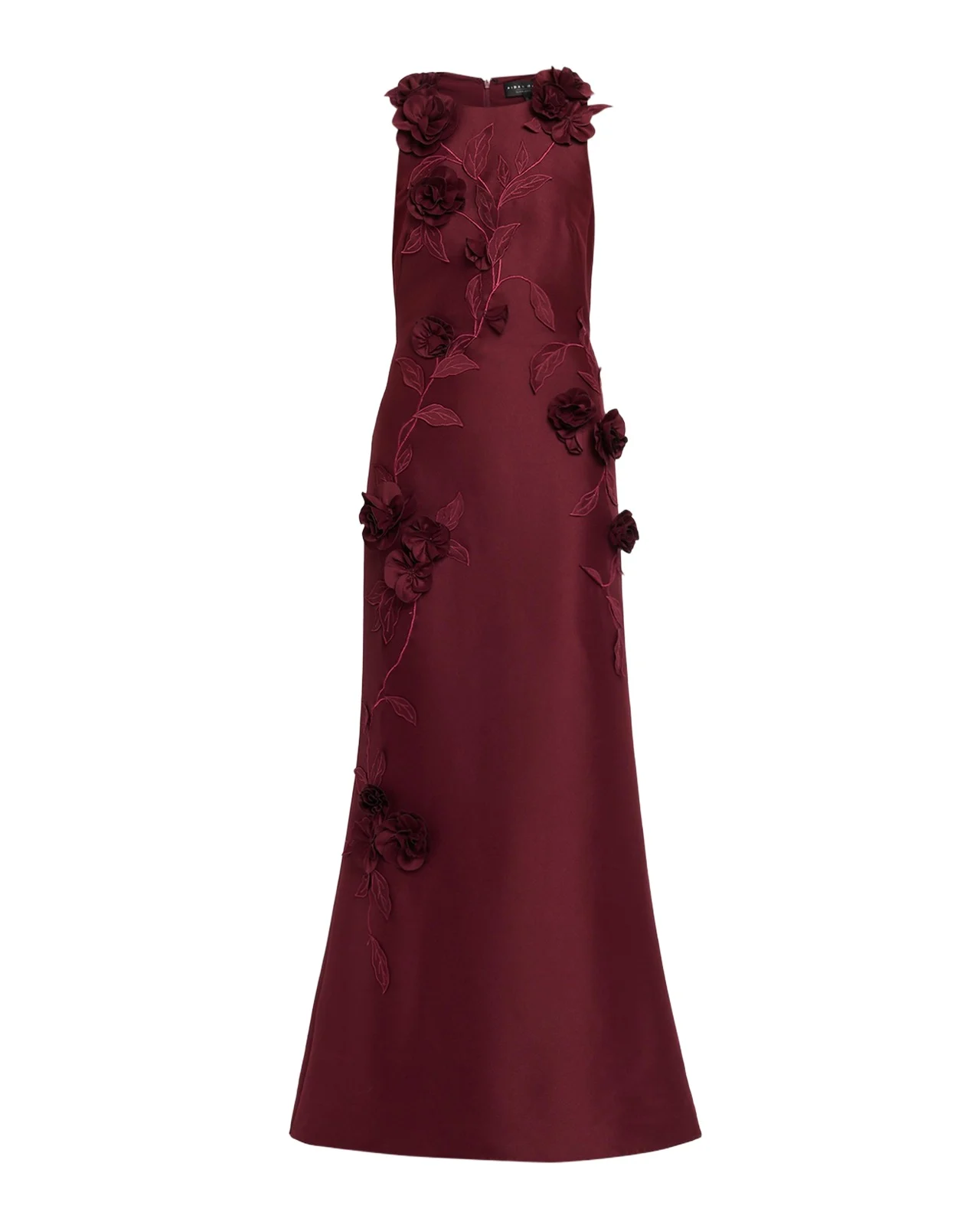 Aidan Mattox Floral Applique Stretch Mikado Gown