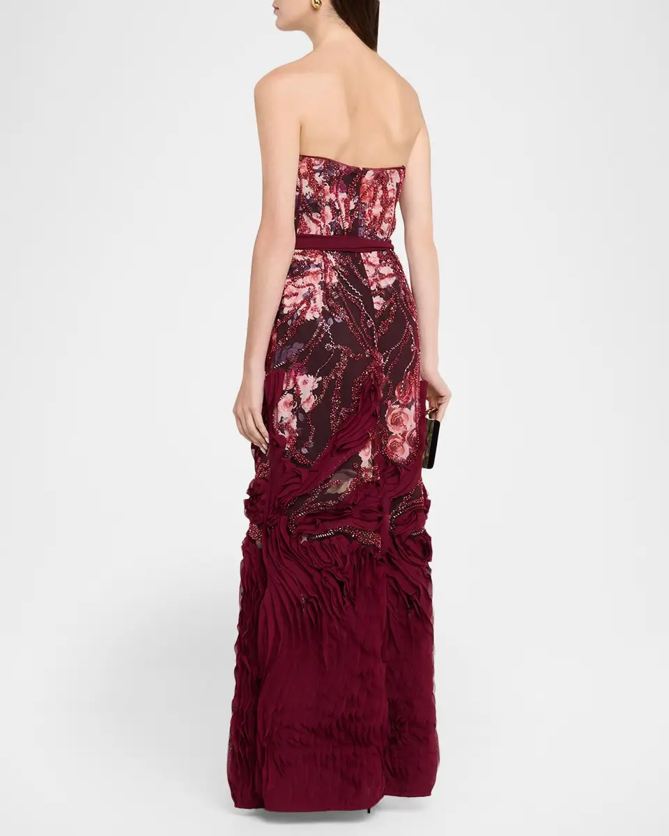 Aidan Mattox Strapless Beaded 3D-Embroidered Gown | Thumbnail 3 Aidan Mattox Strapless Beaded 3D-Embroidered Gown | Thumbnail 3