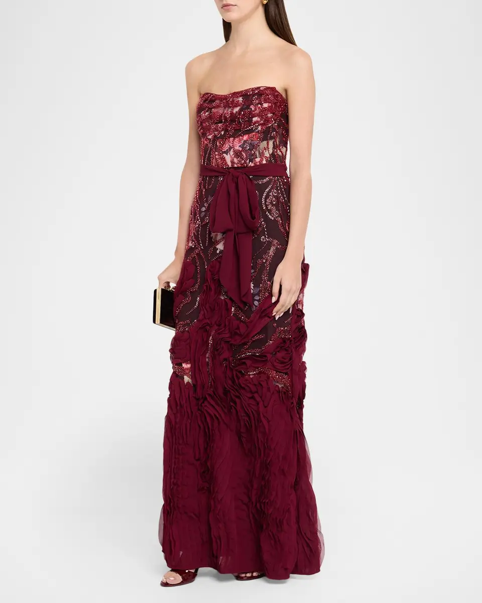 Aidan Mattox Strapless Beaded 3D-Embroidered Gown | Thumbnail 4 Aidan Mattox Strapless Beaded 3D-Embroidered Gown | Thumbnail 4