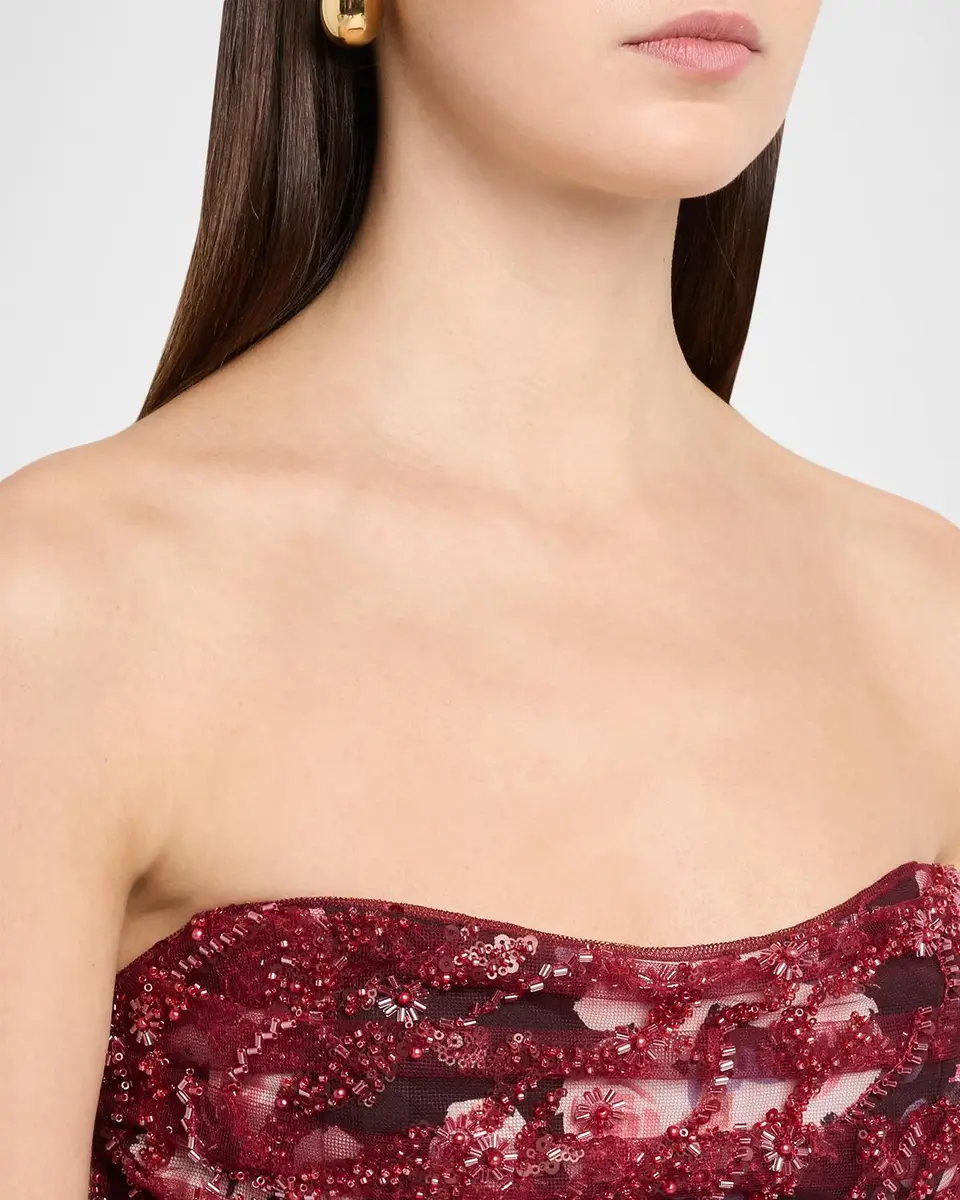 Aidan Mattox Strapless Beaded 3D-Embroidered Gown | Thumbnail 5 Aidan Mattox Strapless Beaded 3D-Embroidered Gown | Thumbnail 5