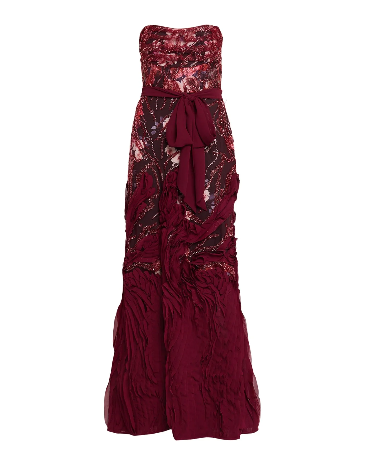 Strapless Beaded 3D-Embroidered Gown Strapless Beaded 3D-Embroidered Gown