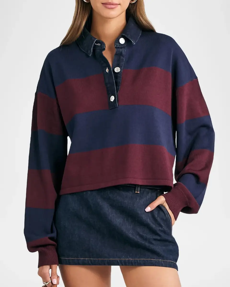 SEROYA Filipa Striped Rugby Top | Thumbnail 4 SEROYA Filipa Striped Rugby Top | Thumbnail 4