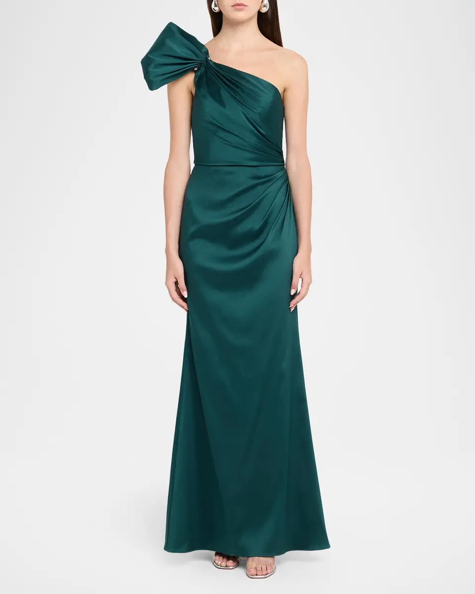 Aidan Mattox One-Shoulder Stretch Mikado Gown | Thumbnail 2 Aidan Mattox One-Shoulder Stretch Mikado Gown | Thumbnail 2