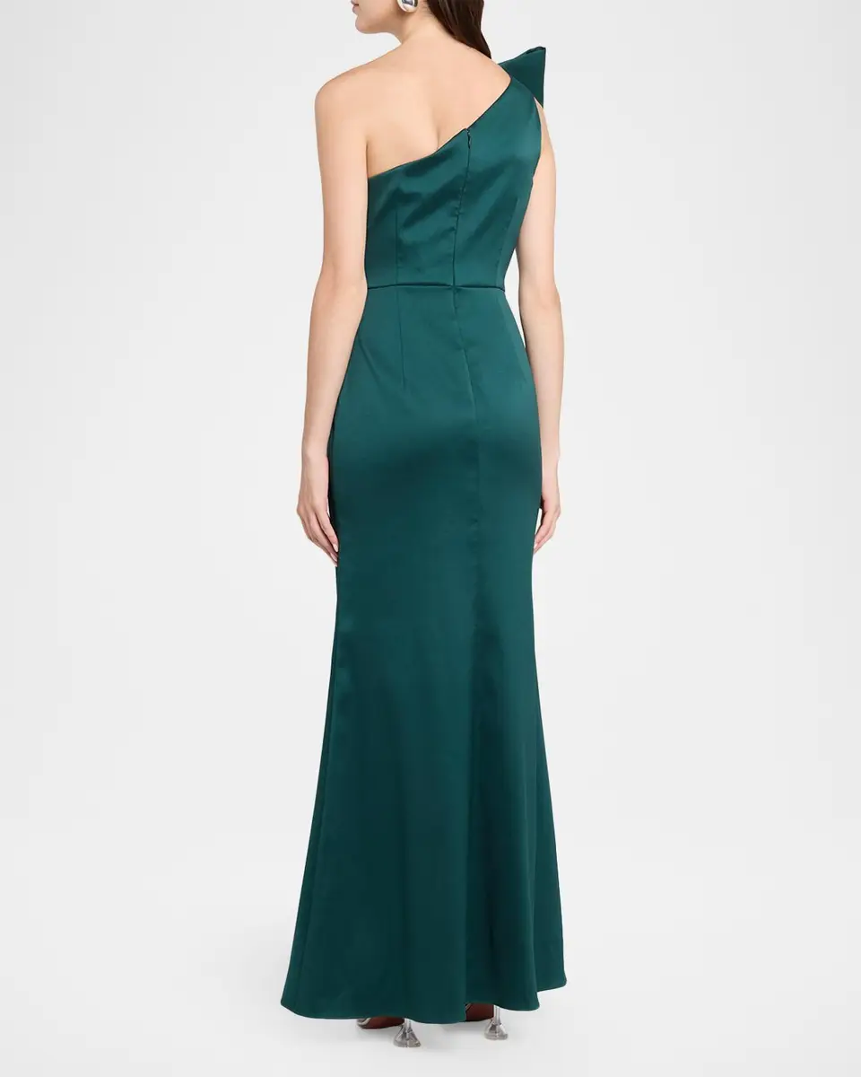 Aidan Mattox One-Shoulder Stretch Mikado Gown | Thumbnail 3 Aidan Mattox One-Shoulder Stretch Mikado Gown | Thumbnail 3