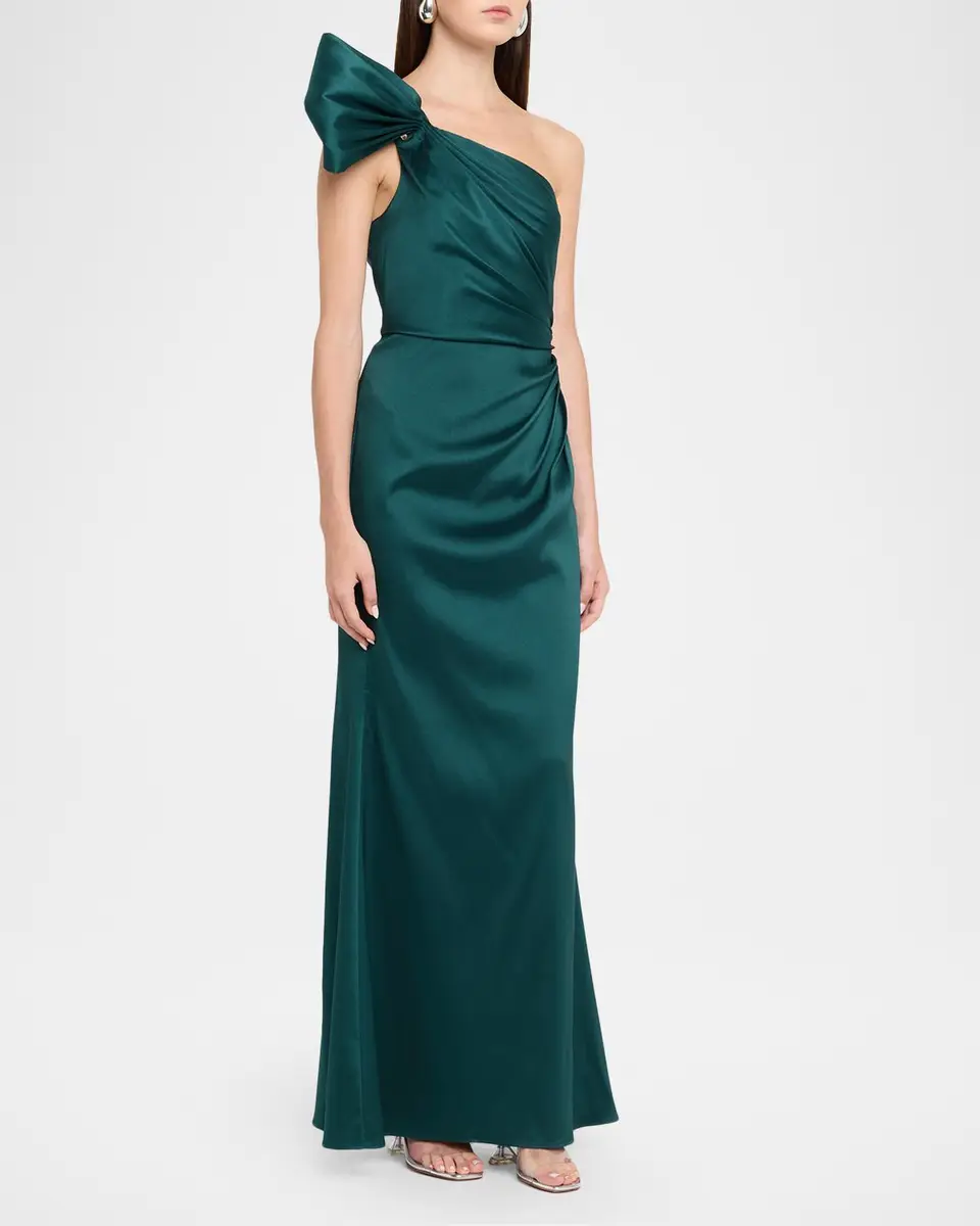 Aidan Mattox One-Shoulder Stretch Mikado Gown | Thumbnail 4 Aidan Mattox One-Shoulder Stretch Mikado Gown | Thumbnail 4