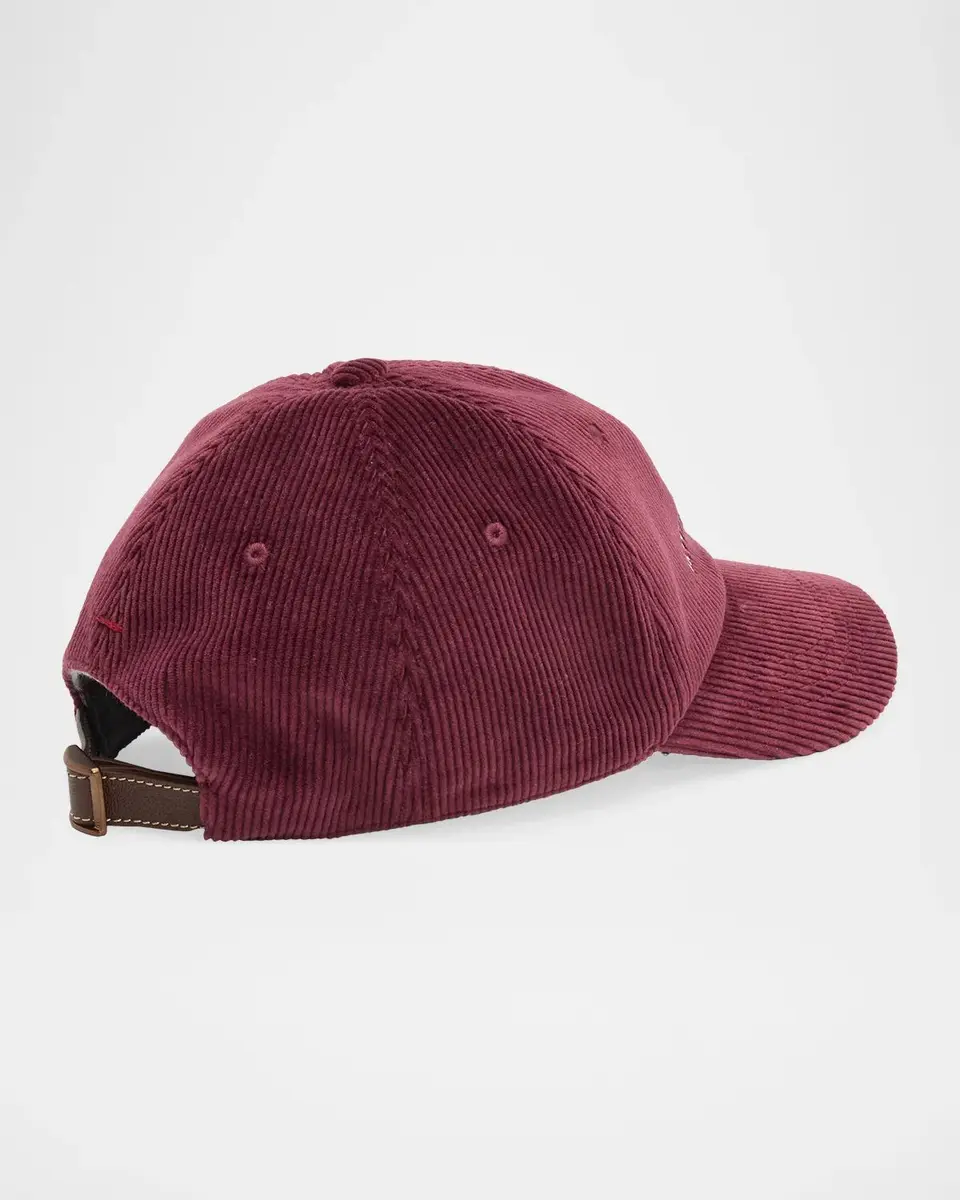 Brunello Cucinelli Men's Logo Crest Corduroy Baseball Cap | Thumbnail 2 Brunello Cucinelli Men's Logo Crest Corduroy Baseball Cap | Thumbnail 2