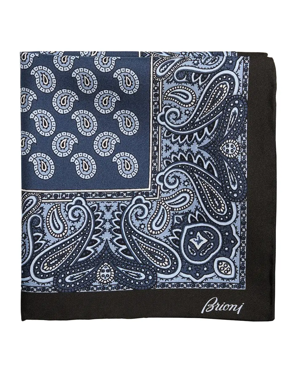 Brioni Men's Paisley Silk Pocket Square | Thumbnail 2 Brioni Men's Paisley Silk Pocket Square | Thumbnail 2