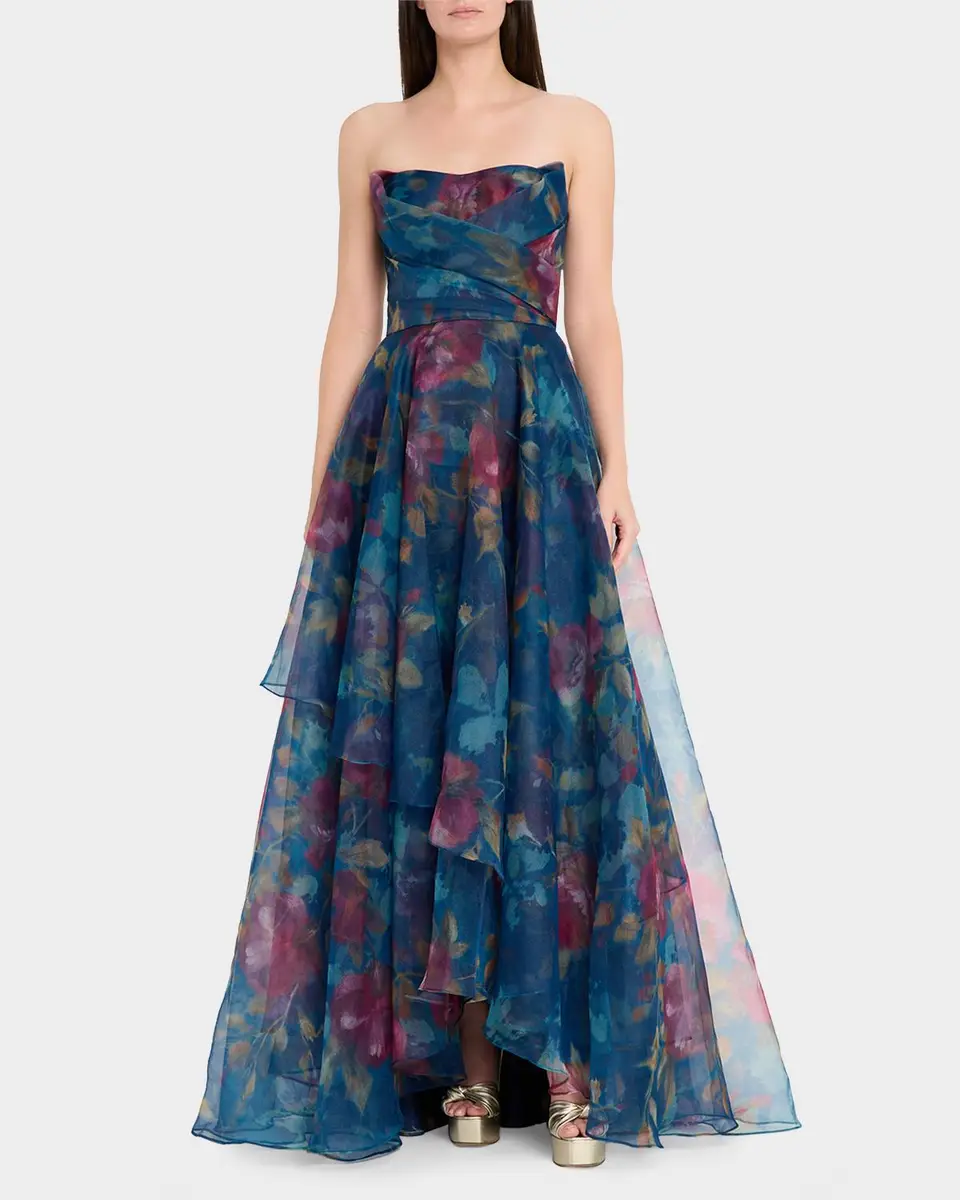 THEIA Neve Strapless Floral High-Low Gown | Thumbnail 2