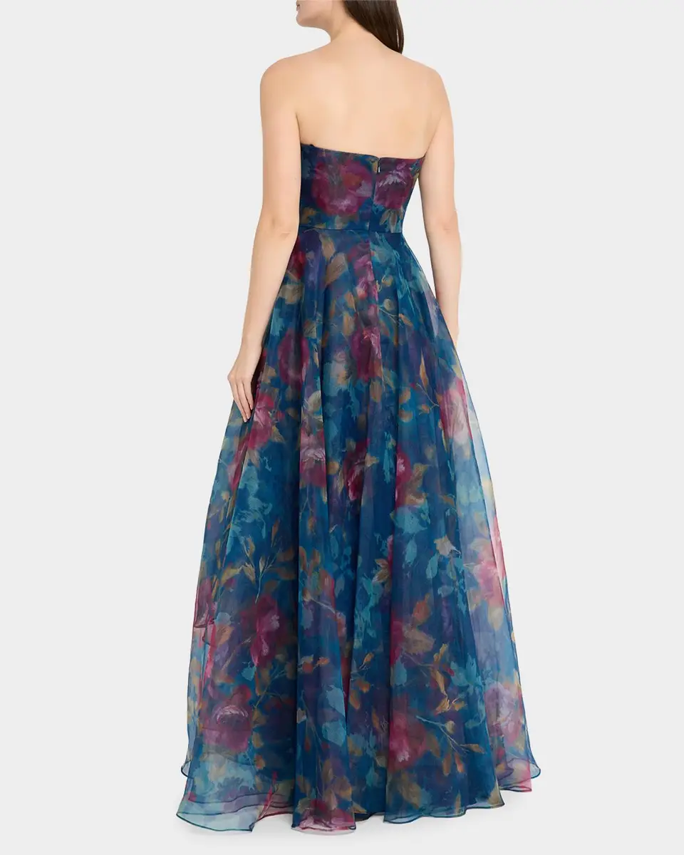 THEIA Neve Strapless Floral High-Low Gown | Thumbnail 3