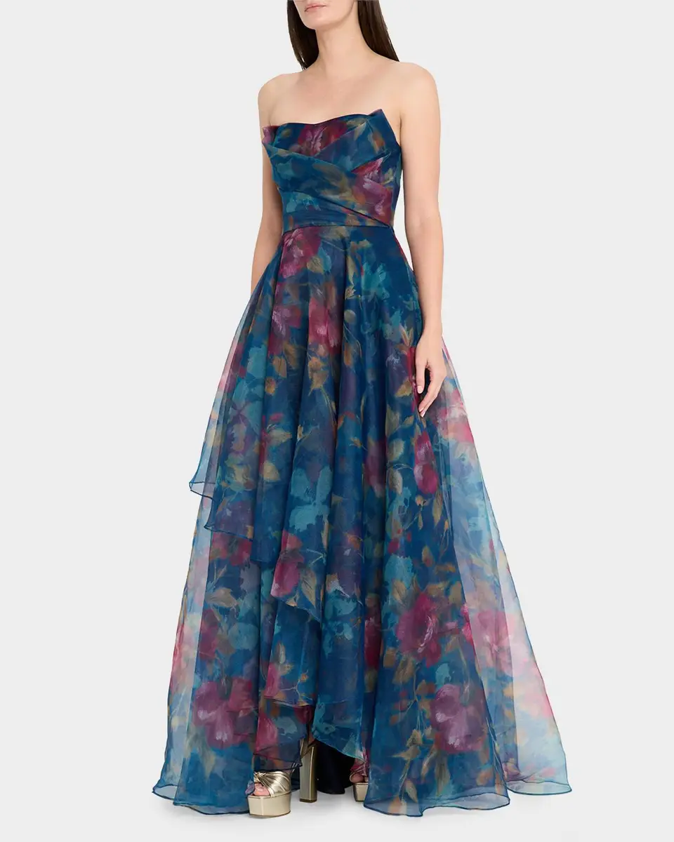 THEIA Neve Strapless Floral High-Low Gown | Thumbnail 4