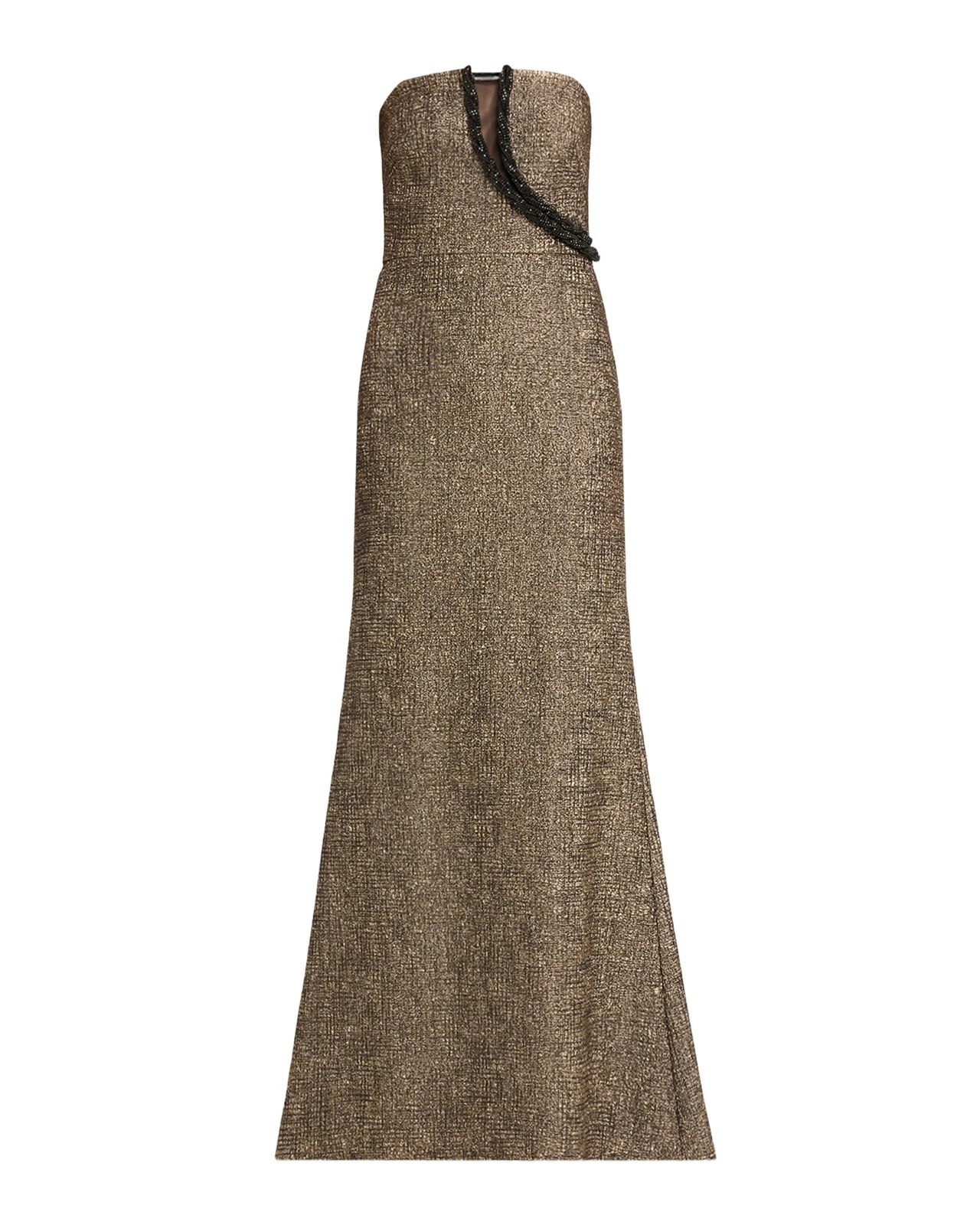 Strapless Bead-Trim Stretch Jacquard Gown Strapless Bead-Trim Stretch Jacquard Gown
