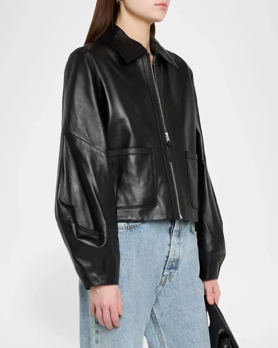 Mackage Solana-L Relaxed-Fit Leather Bomber Jacket | Thumbnail 4 Mackage Solana-L Relaxed-Fit Leather Bomber Jacket | Thumbnail 4