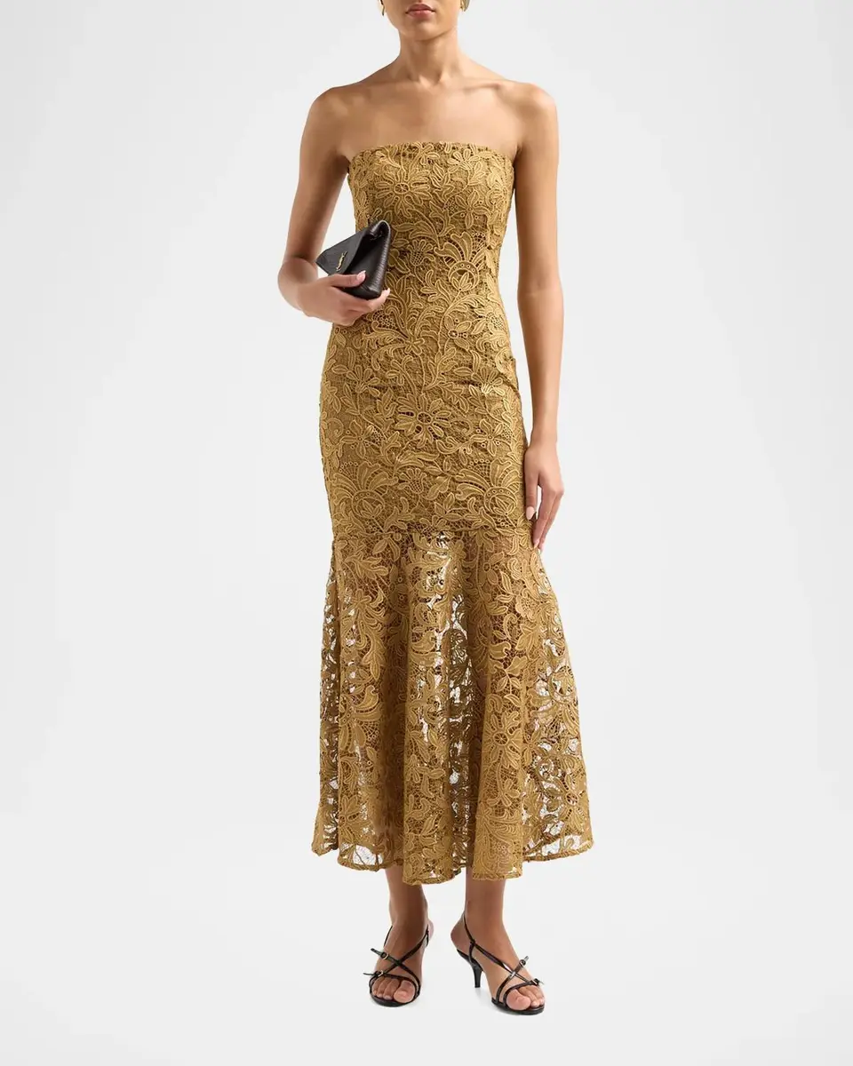 Generation Love Tia Strapless Metallic Guipure Lace Dress | Thumbnail 2